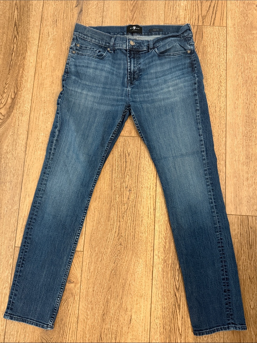 7 For All Mankind Men's Slim Straight Jeans in Blue Wash